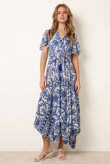 Asymmetric Hem Wrap Dress by Blue Vanilla