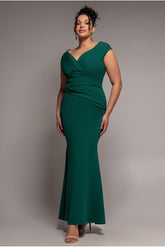 Bardot Pleated Maxi Dress - Emerald Green by Goddiva Plus