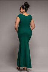 Bardot Pleated Maxi Dress - Emerald Green by Goddiva Plus