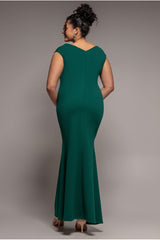 Bardot Pleated Maxi Dress - Emerald by Goddiva Plus