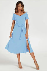 Bardot Midi Dress In Light Blue by FS Collection