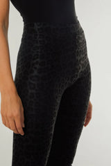 Black Leopard Print Leather Look Leggings by Aftershock London