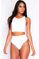 Bikini Long Crop Top In White by Maribela