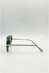 Bold Aviator Metal Arm Sunglasses In Green In Green by SVNX