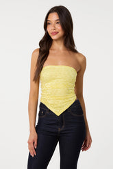 Bandeau Ruched Side Lace Top by Pink Vanilla