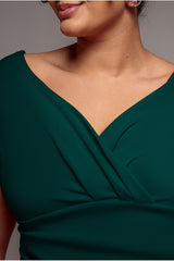 Bardot Scuba Jumpsuit - Emerald Green by Goddiva Plus