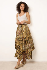 Animal Asymmetric Midi Skirt by Blue Vanilla