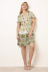 Abstract Print Button Front Mini Dress by Blue Vanilla