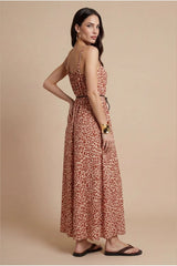 Animal Metallic Maxi Dress Rust Pattern by Urban Bliss