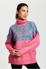 Animal Pattern Roll Neck Jumper by Liquorish