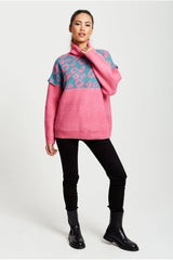 Animal Pattern Roll Neck Jumper by Liquorish