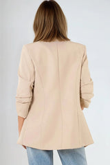 Beige Blazer With Ruched Sleeves by Aftershock London