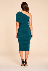 Alice Green One Shoulder Midi Dress by Honor Gold