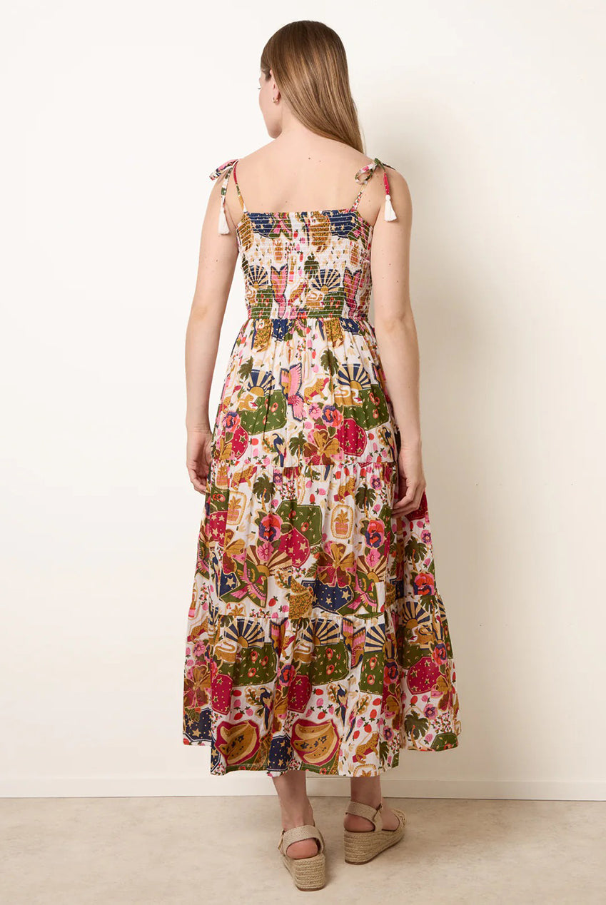 Bold Print Shirred Waist Dress by Blue Vanilla