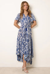 Asymmetric Hem Wrap Dress by Blue Vanilla