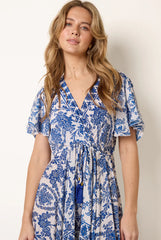 Asymmetric Hem Wrap Dress by Blue Vanilla