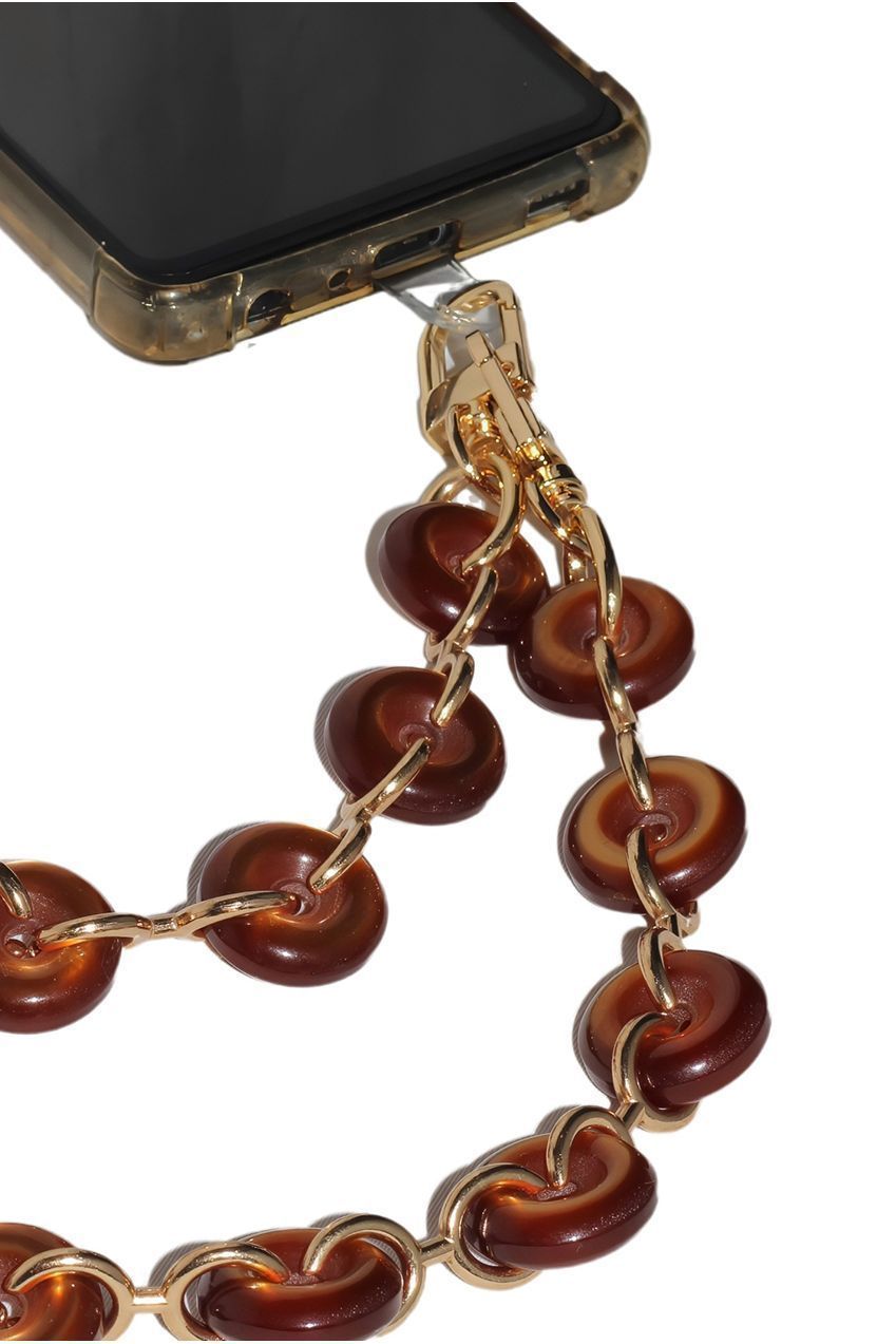 Acrylic Metal Chain Phone Strap - Brown by Goddiva Accessories