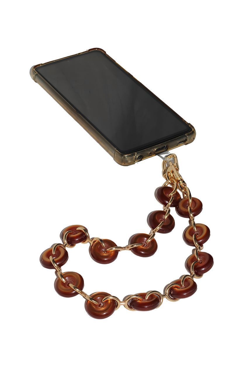 Acrylic Metal Chain Phone Strap - Brown by Goddiva Accessories