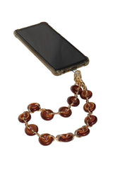 Acrylic Metal Chain Phone Strap - Brown by Goddiva Accessories
