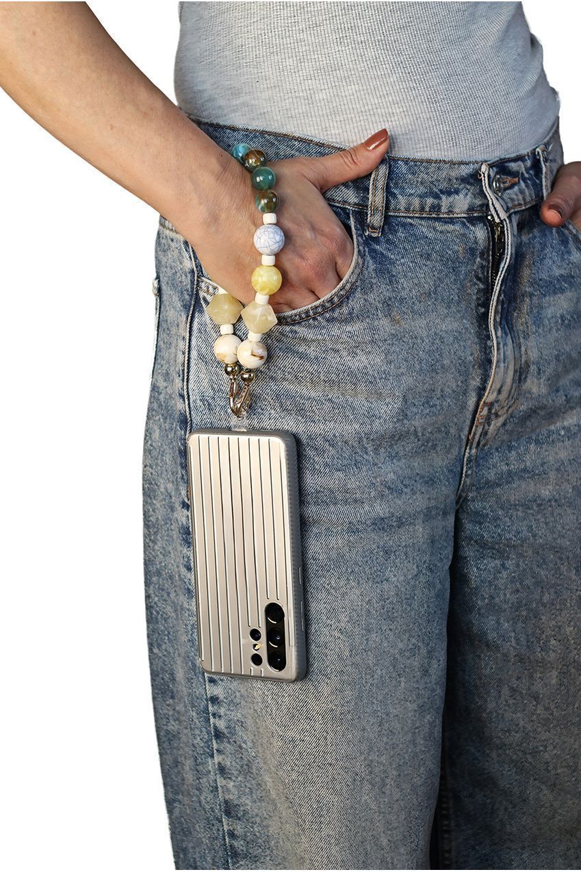 Acrylic Rhombohedral Crystal & Ball Phone Strap - Multicolour by Goddiva Accessories