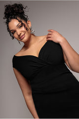 Bardot Pleated Midi Dress - Black by Goddiva Plus