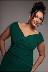 Bardot Pleated Maxi Dress - Emerald Green by Goddiva Plus