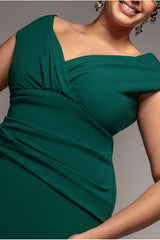Bardot Pleated Maxi Dress - Emerald by Goddiva Plus