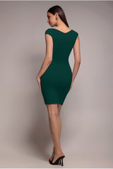 Bardot Pleated Midi Dress - Emerald Green by Goddiva