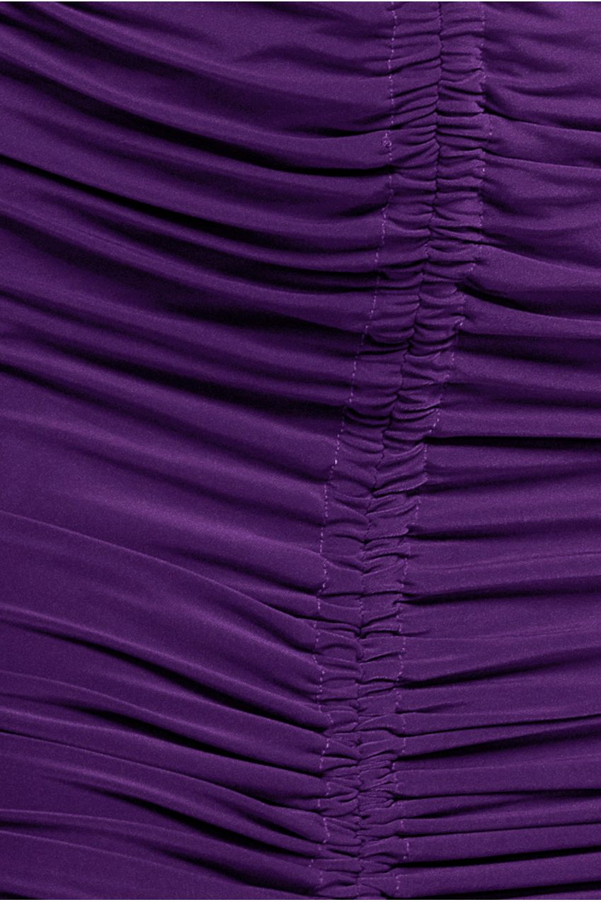 Asymmetrical Neck Ruched Midi Dress - Purple by City Goddess