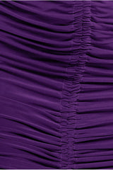 Asymmetrical Neck Ruched Midi Dress - Purple by City Goddess