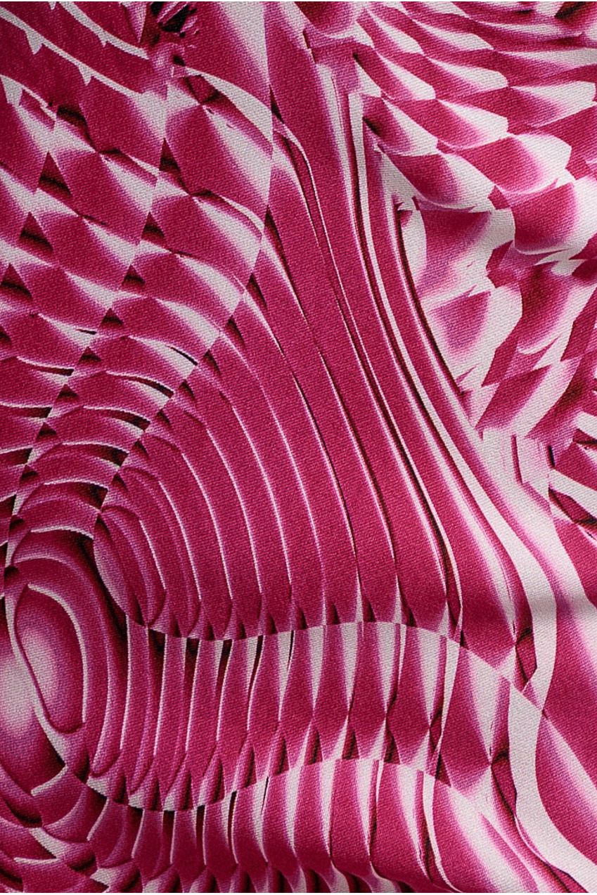 Abstract Bandeau Bodycon Midi Dress - Cerise by Goddiva