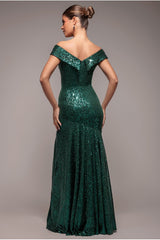 Bardot Sequin Pleated Maxi Dress - Emerald Green by Goddiva
