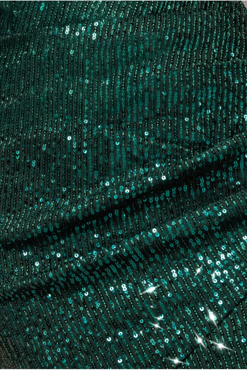 Bardot Sequin Pleated Maxi Dress - Emerald Green by Goddiva