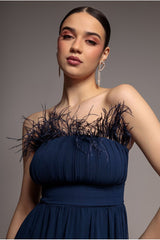 Bridesmaids Chiffon Maxi Dress - Navy by Goddiva