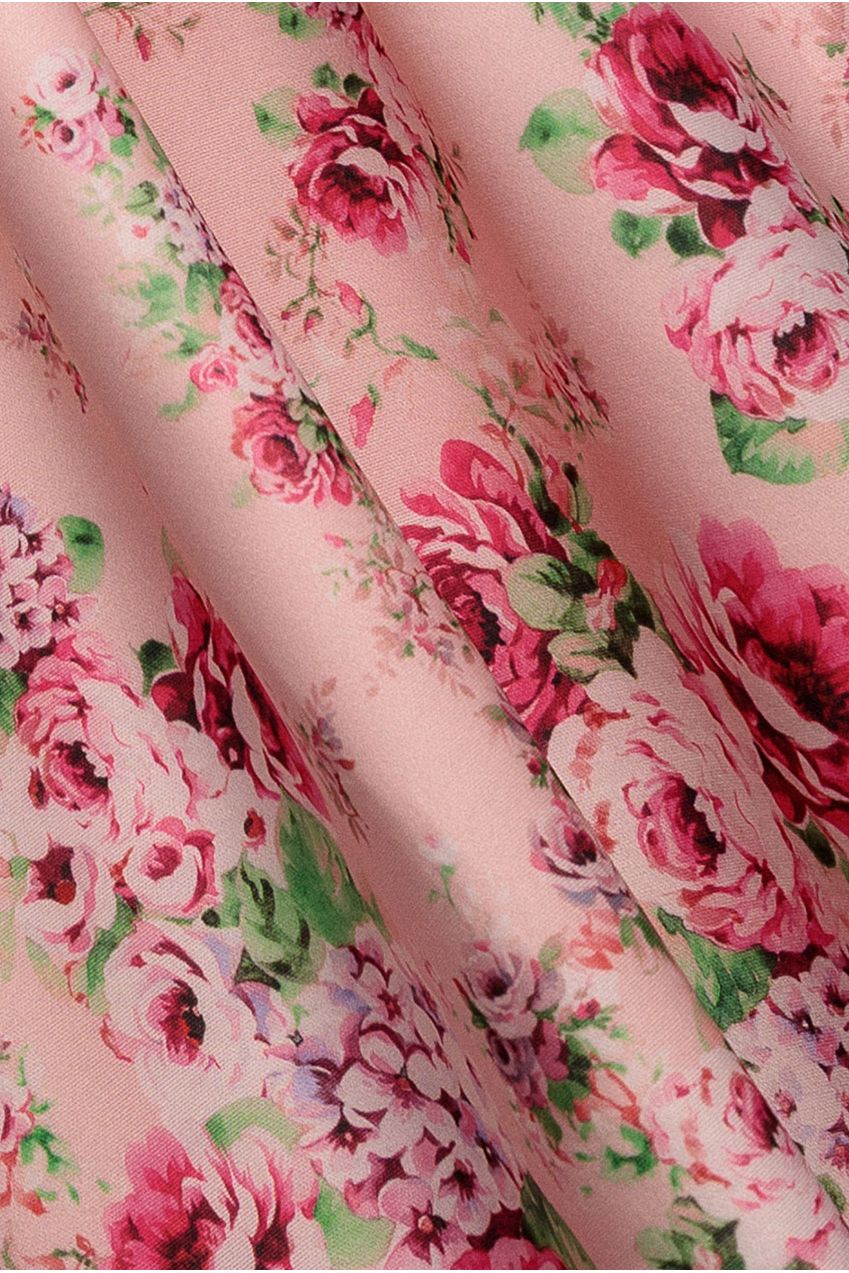 Bardot Floral Print A-Line Scuba Foam Midi Dress - Blush by Goddiva