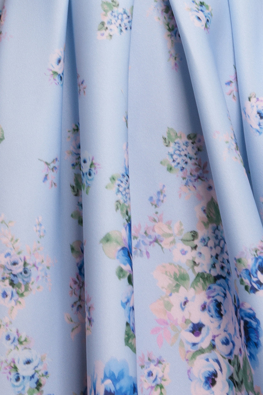 Bardot Floral Print A-Line Scuba Foam Midi Dress - Blue by Goddiva
