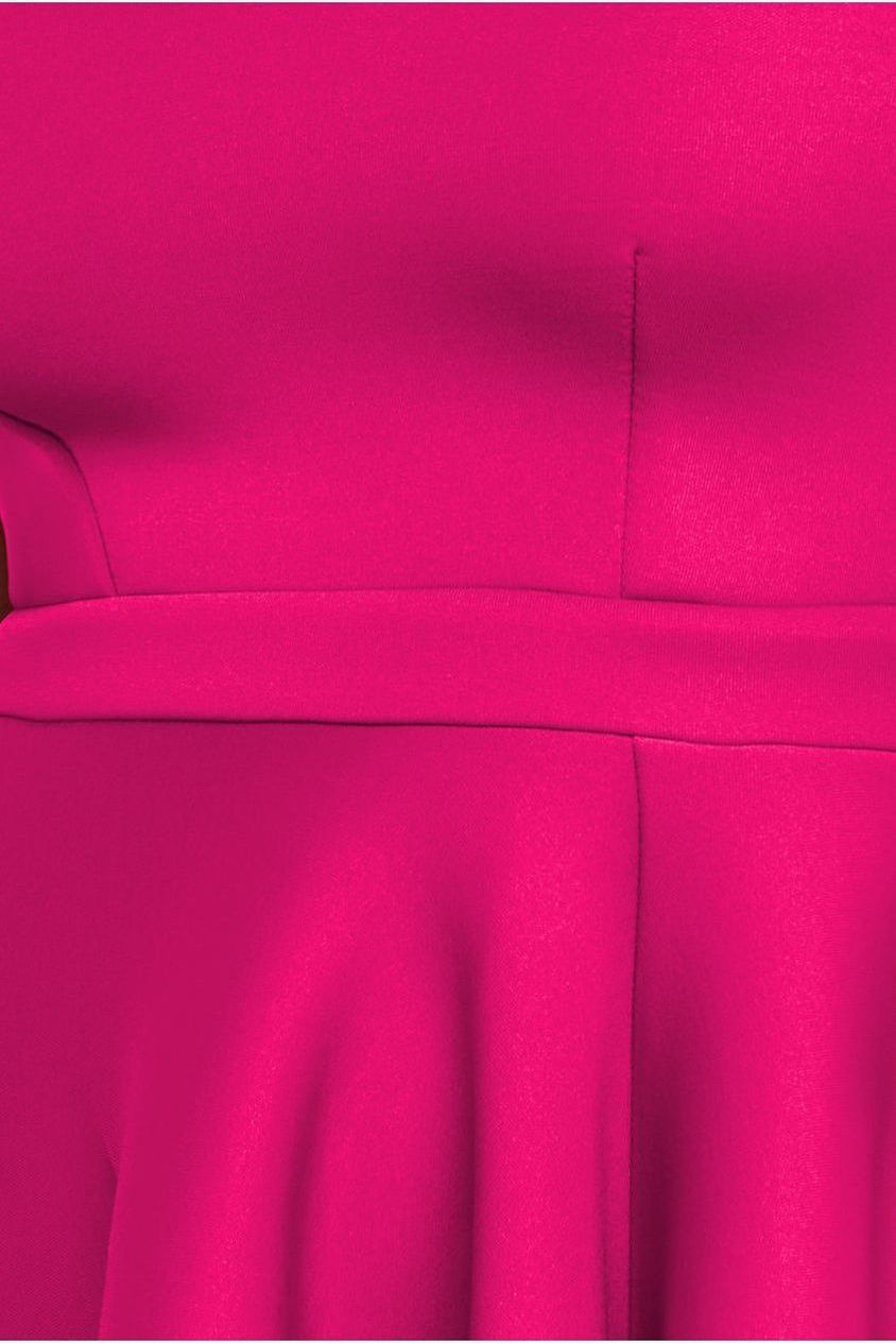 Asymmetric Flared Hem Midi Dress - Magenta by Goddiva