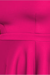 Asymmetric Flared Hem Midi Dress - Magenta by Goddiva