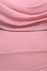 Bardot Scuba & Chiffon Cowl Maxi Dress - Blush Pink by Goddiva