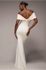 Bardot Bow Neck Maxi Dress - Cream by Goddiva