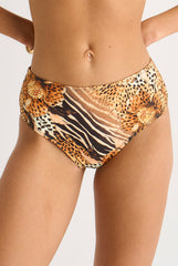 Animal Floral Print Bikini Bottom by Gini London