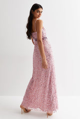 Blush Embelish Strappy Maxi Dress by Gini London