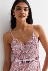 Blush Embelish Strappy Maxi Dress by Gini London