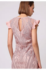 Bodycon Lace Midi Dress In Rose Pink by Angeleye