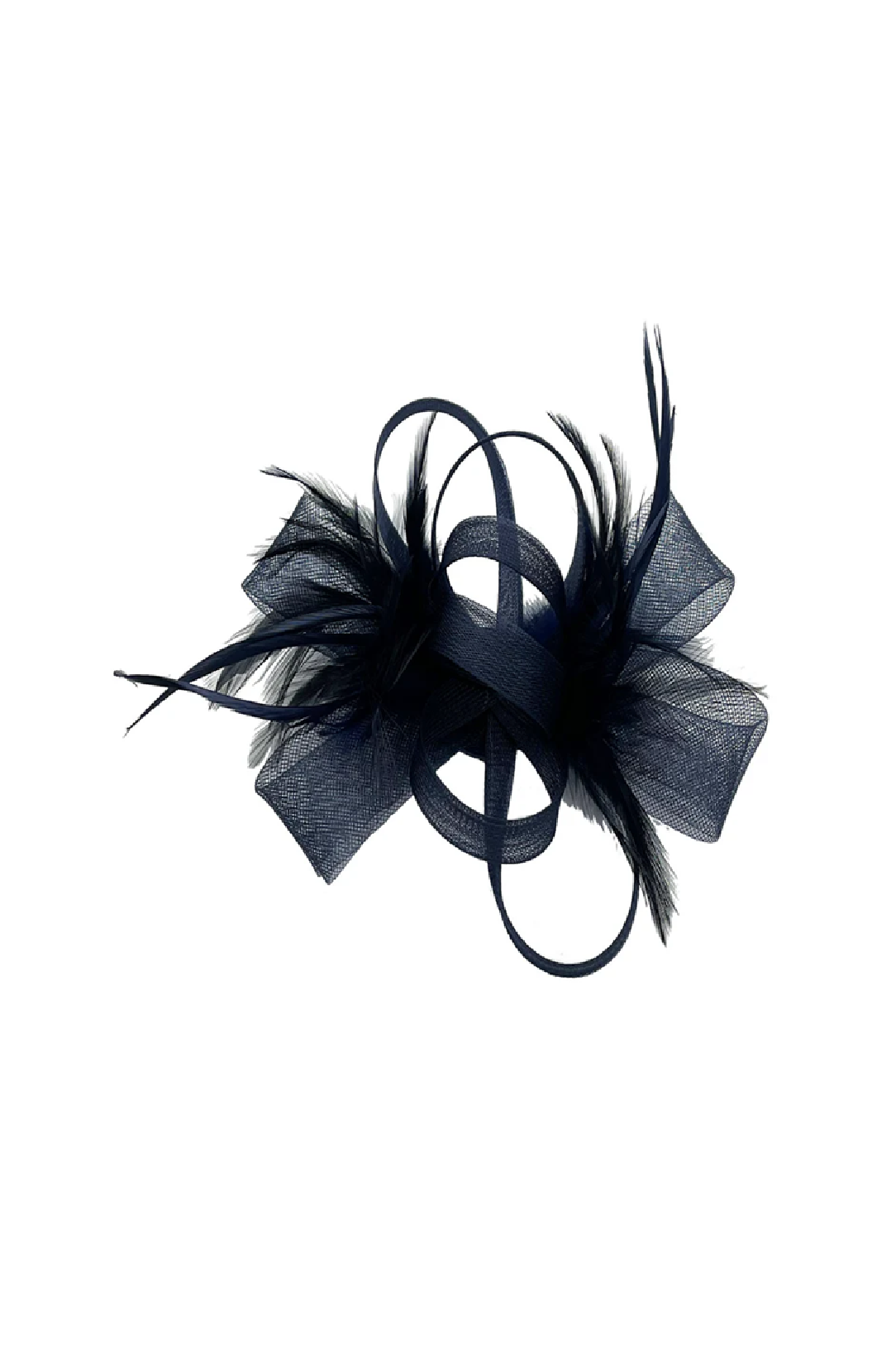 Bow Feather Fascinator In Navy by SVNX