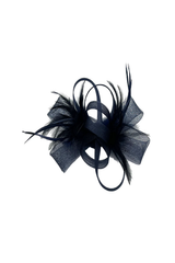 Bow Feather Fascinator In Navy by SVNX