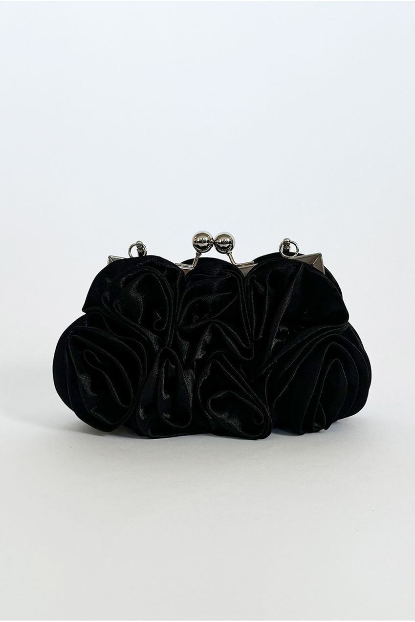 3D Rose Clutch Bag In Black by SVNX