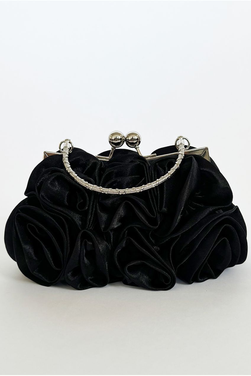 3D Rose Clutch Bag In Black by SVNX