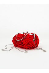 3D Rose Clutch Bag In Red by SVNX