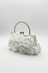 3D Rose Clutch Bag In White by SVNX